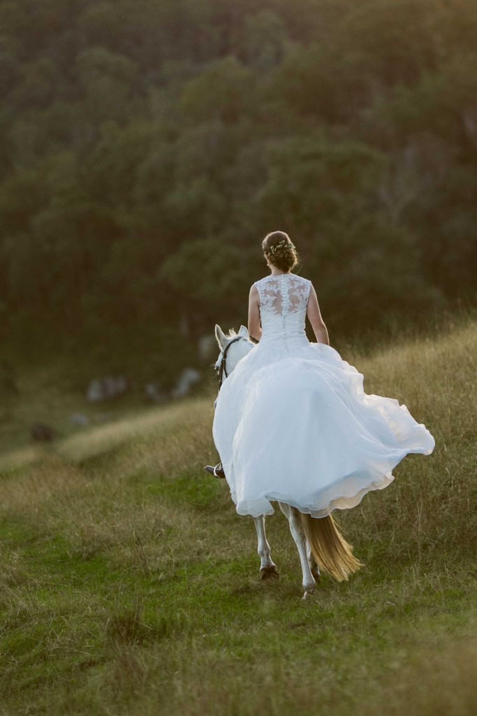 The Bride rides off into the Sunset
